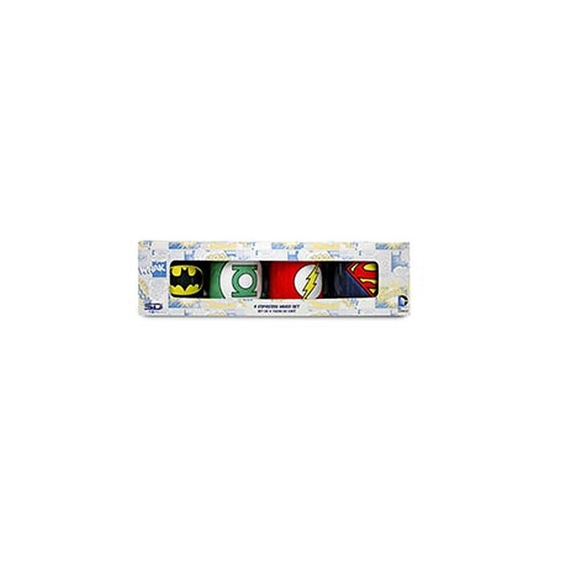 Set 4 mini tazas de café DC Comics: logos - SD Toys