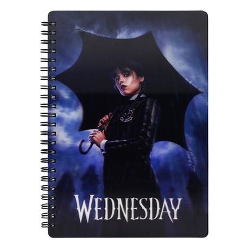 Libreta espiral Wednesday: Lluvia efecto 3D A5 - SD Toys