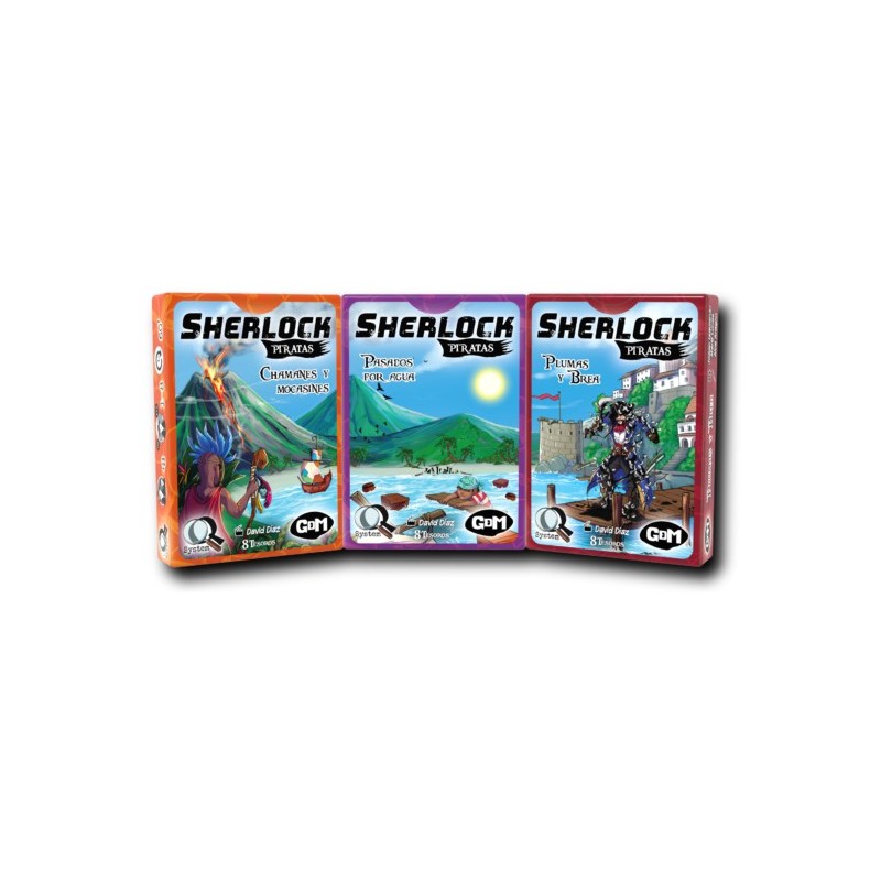 Pack de 3 Sherlock Q8: Piratas - Plumas y brea, Pasados por agua y Chamanes y Mocasines