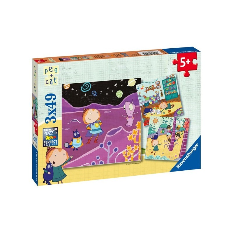 Puzzle 3 X 49 Pz: Peg + Cat