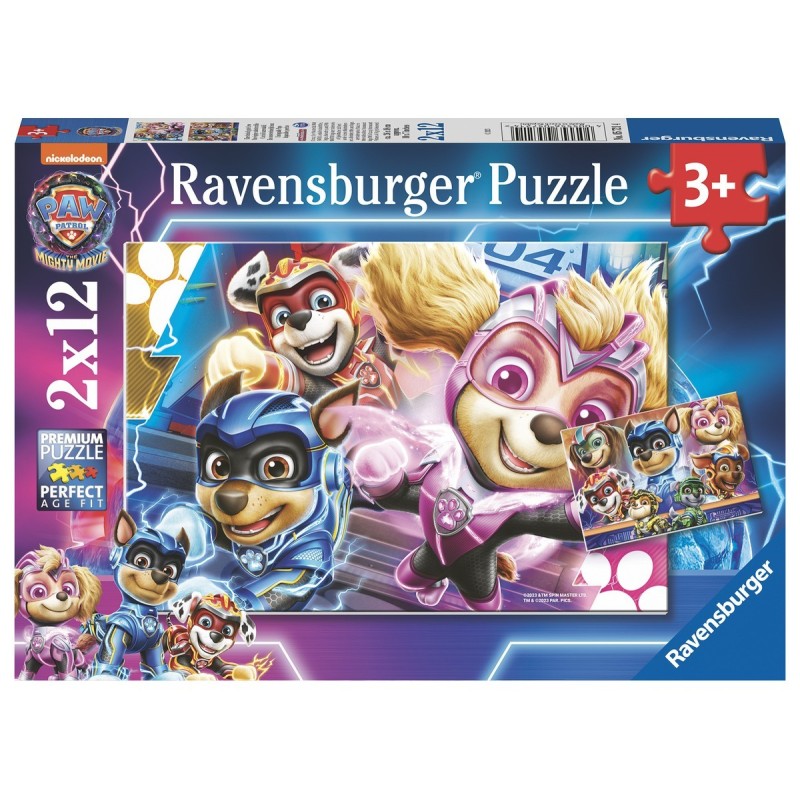 Puzzle 2 x 12 pz: Paw Patrol - The mighty movie