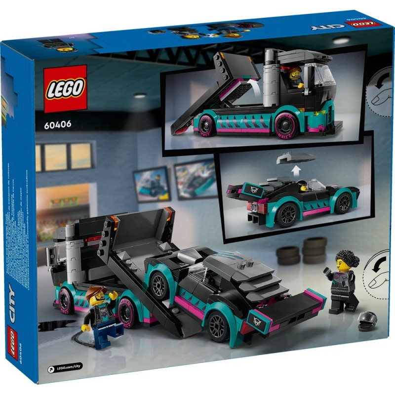 LEGO-60406 Coche de Carreras y Camión de Transporte