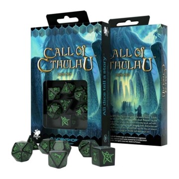 Dados Call of Cthulhu 7º edición negro y verde (7 unidades) - Q Workshop