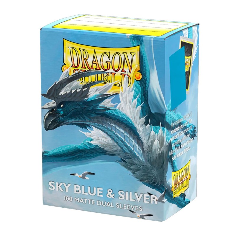 Fundas Standard Matte Dual (100 unidades) Sky Blue & Silver - Dragon Shield