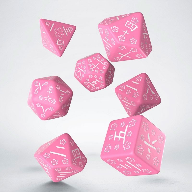 Dados Japanese Rosa & Blanco (7 unidades) - Q Workshop
