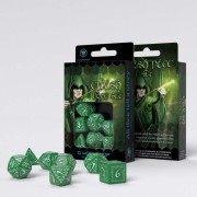Dados Élficos en Verde y Blanco (7 unidades) - Q Workshop