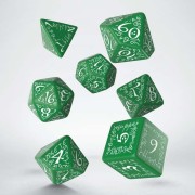 Dados Élficos en Verde y Blanco (7 unidades) - Q Workshop