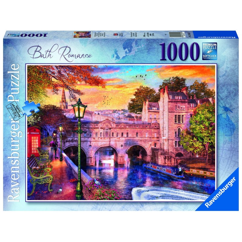 Puzzle 1000 pz - Illustrati: Noche romántica en Bath (Puente Pulteney)