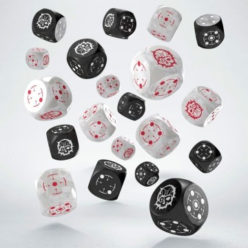 Dados Crosshairs Compact D6 en Blanco y Perla (7 unidades) - Q Workshop