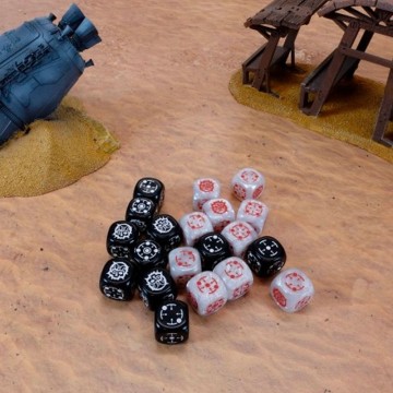 Dados Crosshairs Compact D6 en Blanco y Perla (7 unidades) - Q Workshop