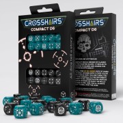 Dados Crosshairs Compact D6 en Azul y Negro (7 unidades) - Q Workshop