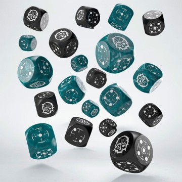 Dados Crosshairs Compact D6 en Azul y Negro (7 unidades) - Q Workshop