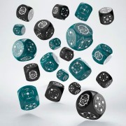 Dados Crosshairs Compact D6 en Azul y Negro (7 unidades) - Q Workshop