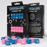 Dados Crosshairs Compact D6 en Azul y Rosa (7 unidades) - Q Workshop