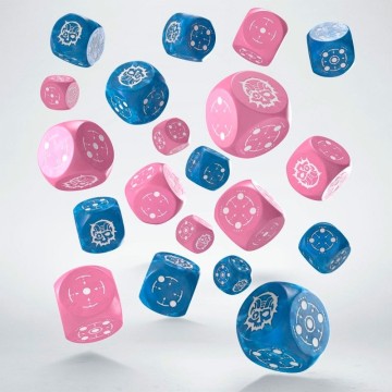 Dados Crosshairs Compact D6 en Azul y Rosa (7 unidades) - Q Workshop