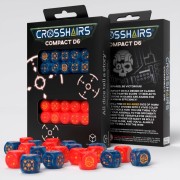 Dados Crosshairs Compact D6 en Cobalto y Rojo (7 unidades) - Q Workshop