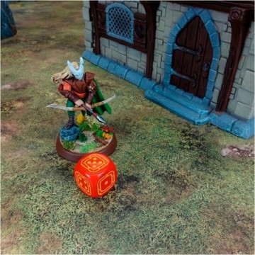 Dados Crosshairs Compact D6 en Cobalto y Rojo (7 unidades) - Q Workshop