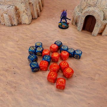 Dados Crosshairs Compact D6 en Cobalto y Rojo (7 unidades) - Q Workshop
