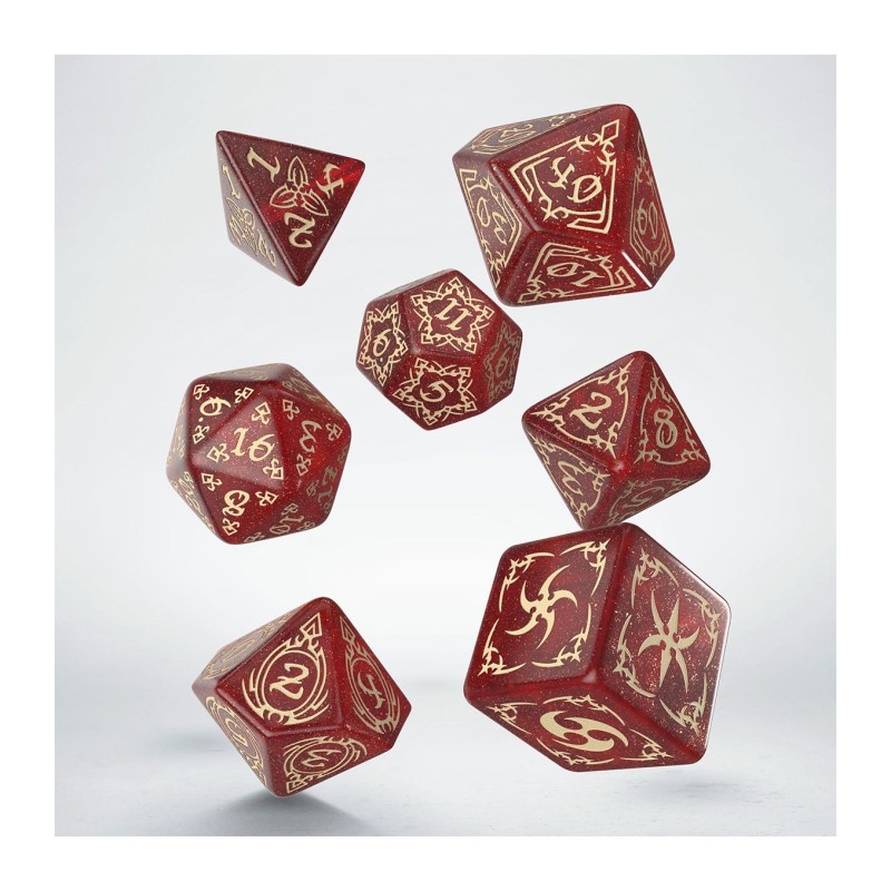Dados en Rojo y Beige (7 unidades) Tribal - Q Workshop