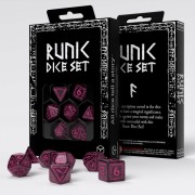 Dados Runic Shimmering Negro y Magenta (7 unidades) - Q Workshop