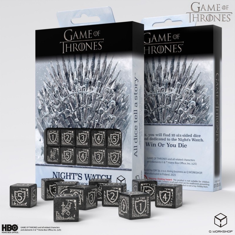 Dados Night's Watch 10xD6 (10 unidades) Juego de Tronos - Q Workshop
