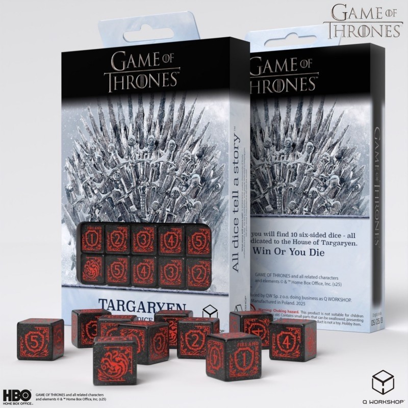 Dados Targaryen 10xD6 (10 unidades) Juego de Tronos - Q Workshop
