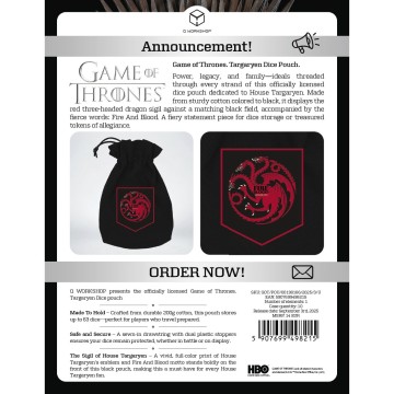 Bolsa de Dados Targaryen Dice Pouch Juego de Tronos - Q Workshop