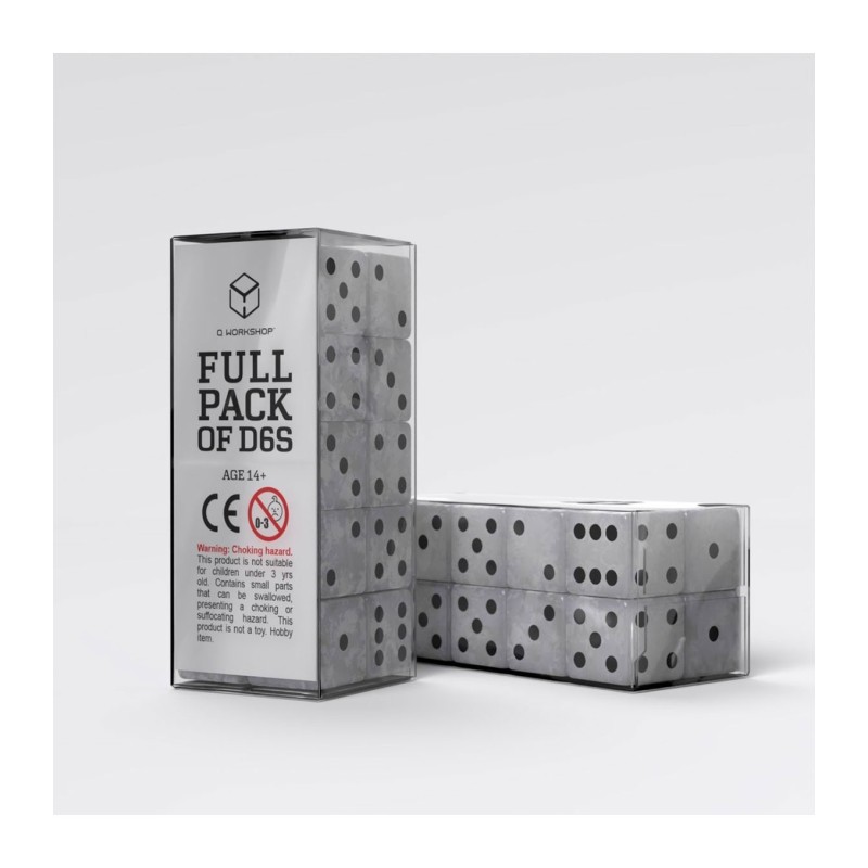 Dados Full Pack of D6s Gris y Negro (20 unidades) - Q Workshop