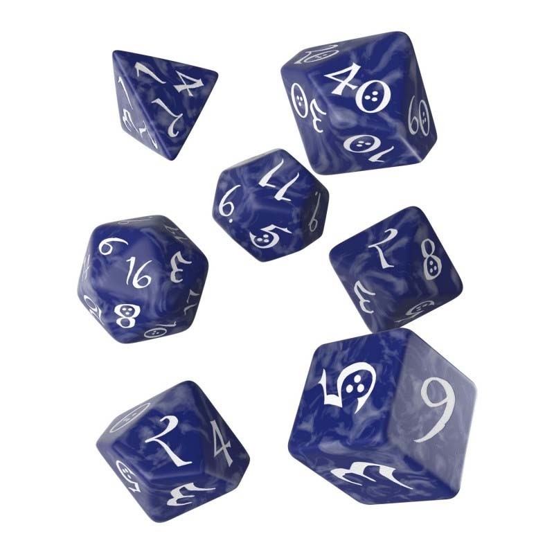Dados de rol Clásico en cobalto y blanco (7 unidades) - Q Workshop