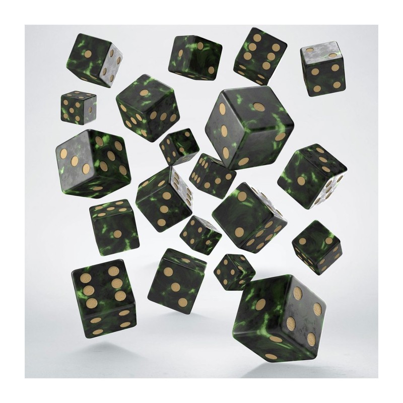 Dados Full Pack of D6s Verde y Oro (20 unidades) - Q Workshop