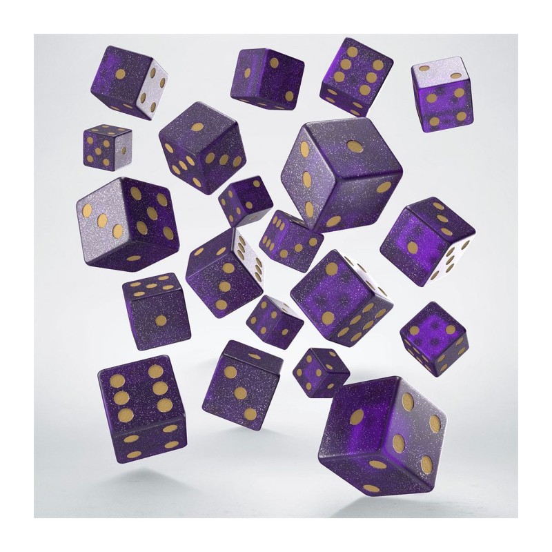 Dados Full Pack of D6s Morado y Oro (20 unidades) - Q Workshop