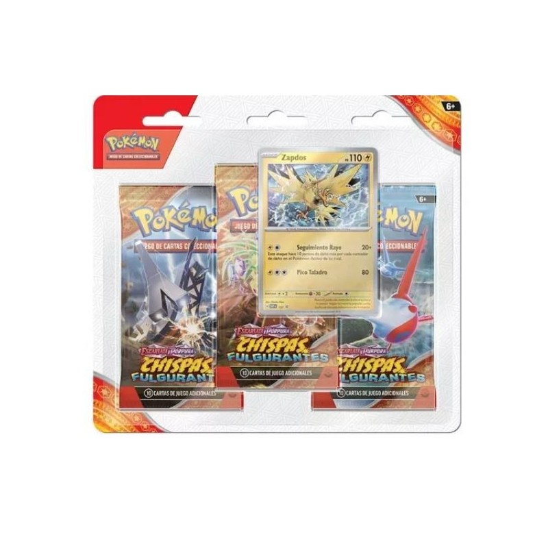 POKEMON COLECCION SV8 - PACK BLISTER 3 BOOSTER CHISPAS FULGURANTES