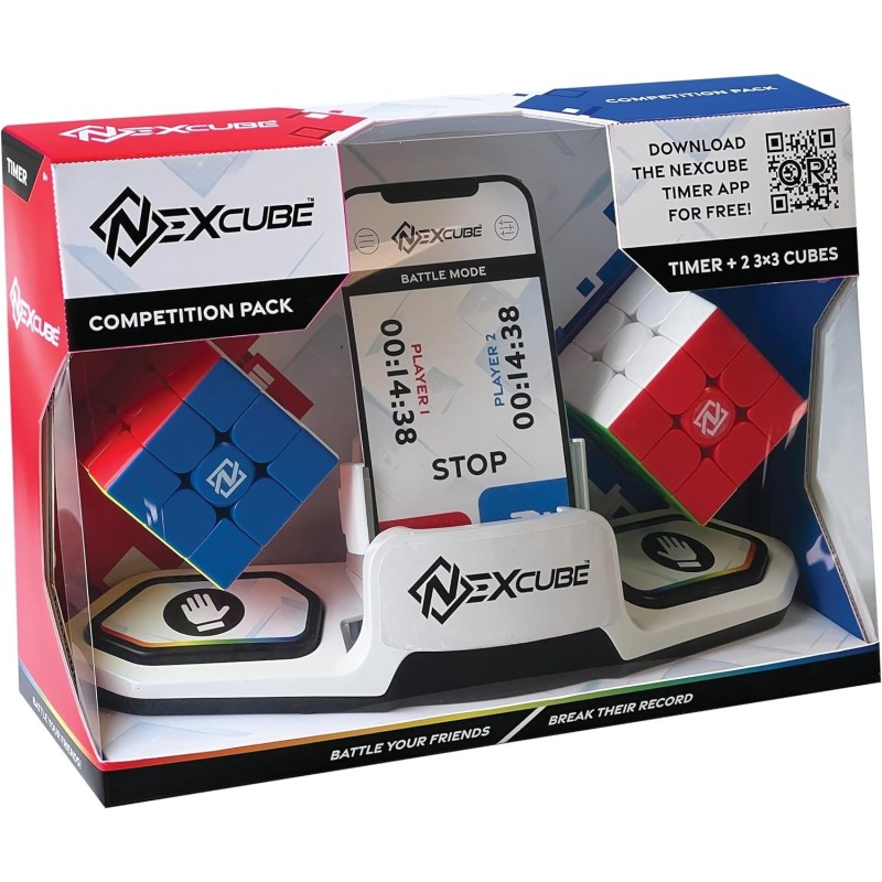 NEXCUBE 3X3 BATTLE PACK: 2 CUBOS + TEMPORIZADOR
