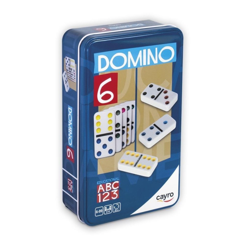 DOMINO COLORES DOBLE 6 CAJA DE METAL