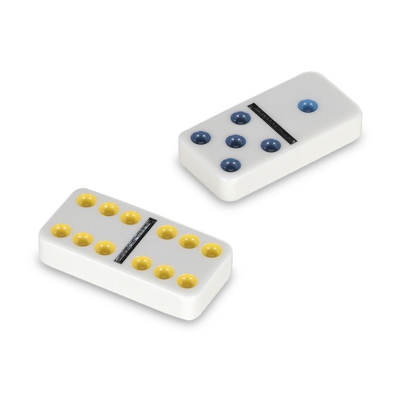 DOMINO COLORES DOBLE 6 CAJA DE METAL