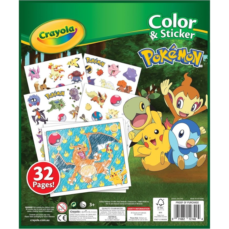 LIBRO COLOREAR + STICKERS POKEMON