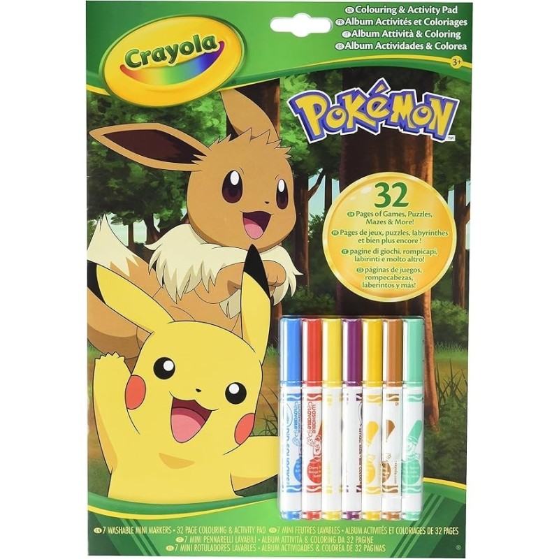 LIBRO ACTIVIDADES POKEMON + 7 ROTULADORES