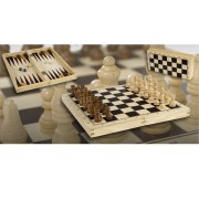 AJEDREZ, DAMAS, BACKGAMON ESTUCHE DE MADERA