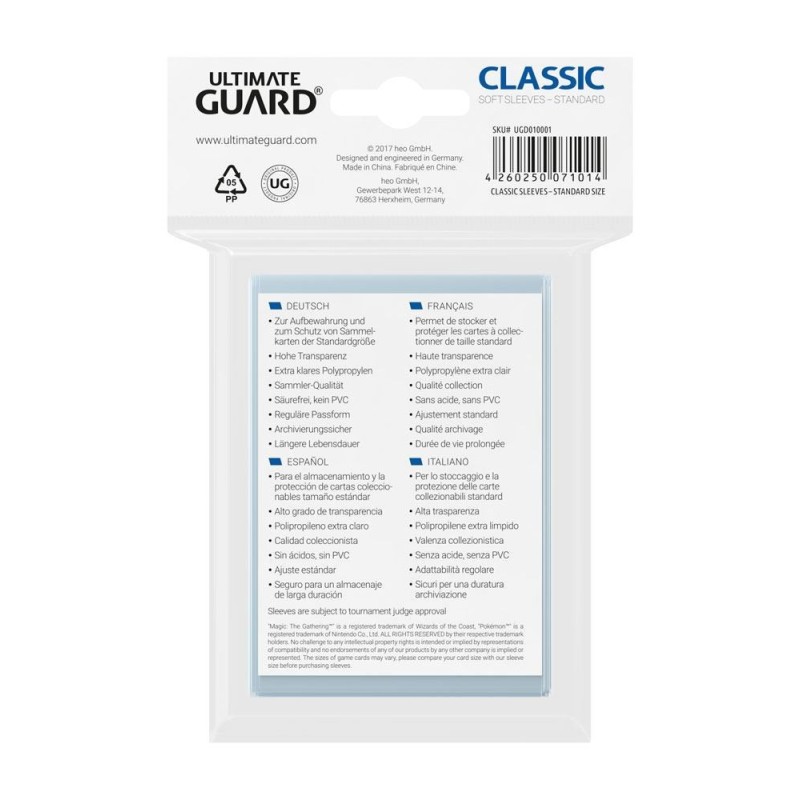 FUNDAS CLASSIC TRANSPARENTE TAMAÑO STANDARD 100 UD
