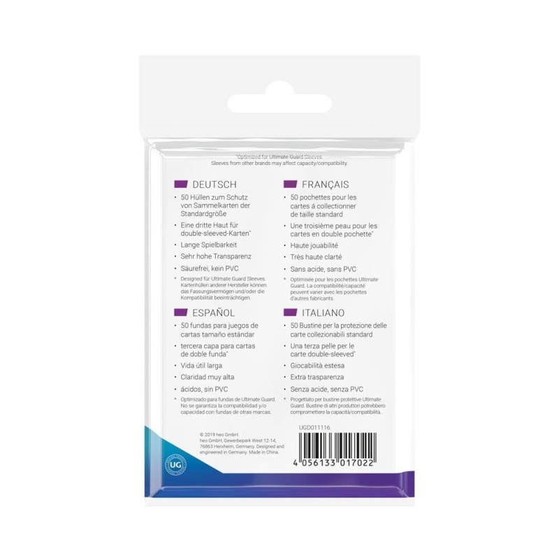 FUNDAS ULTIMATE GUARD SUPREME UX 3rd SKIN SLEEVES TRANSPARENTE (50) ESTANDAR