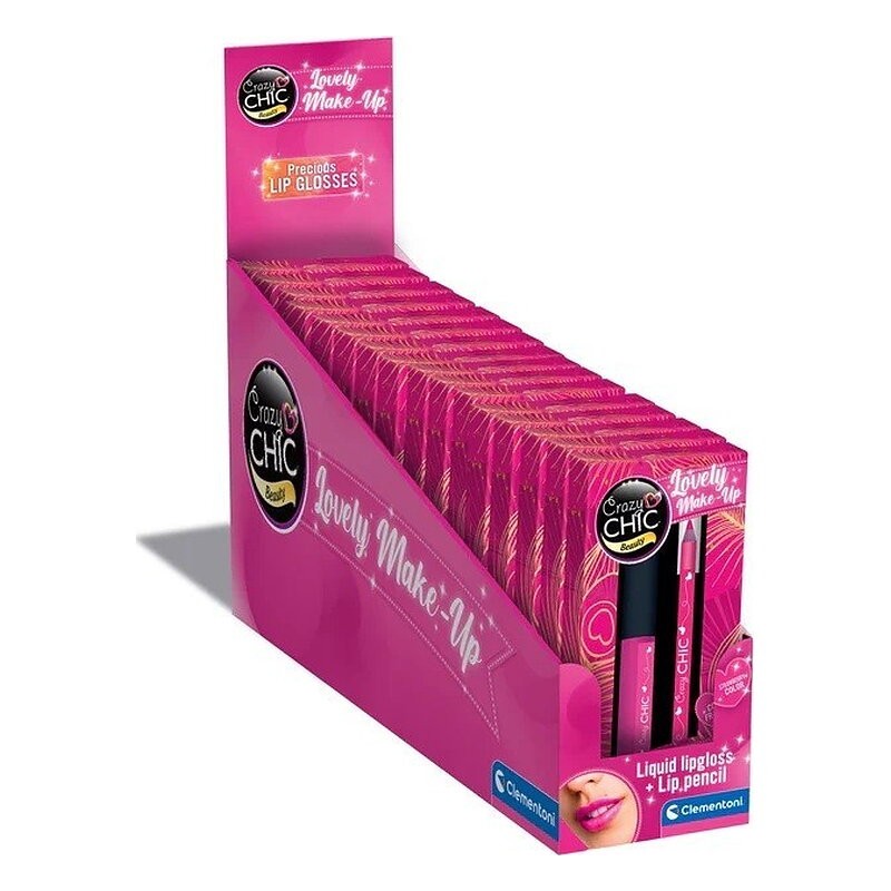 CRAZY CHIC DISPLAY 16 LAPIZ DE LABIOS + GLOSS STRAWBERRY COLOR