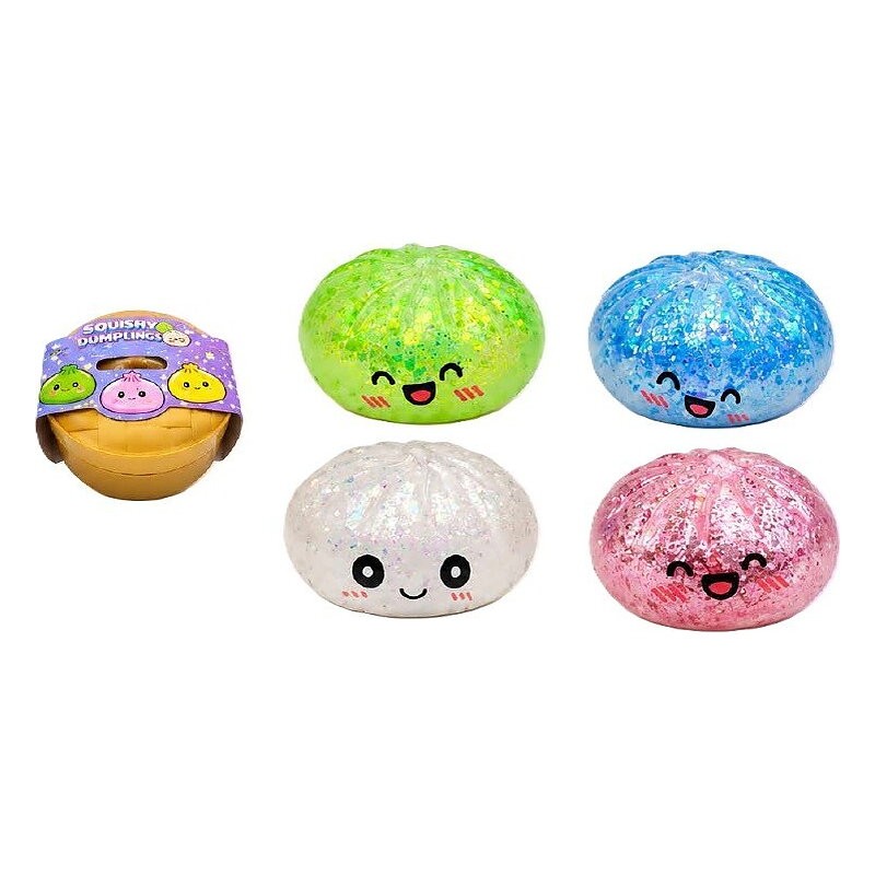 (PREPEDIDO) DISPLAY 12 DUMPLING SQUISHY GLITTER 8,5CM SURTIDO