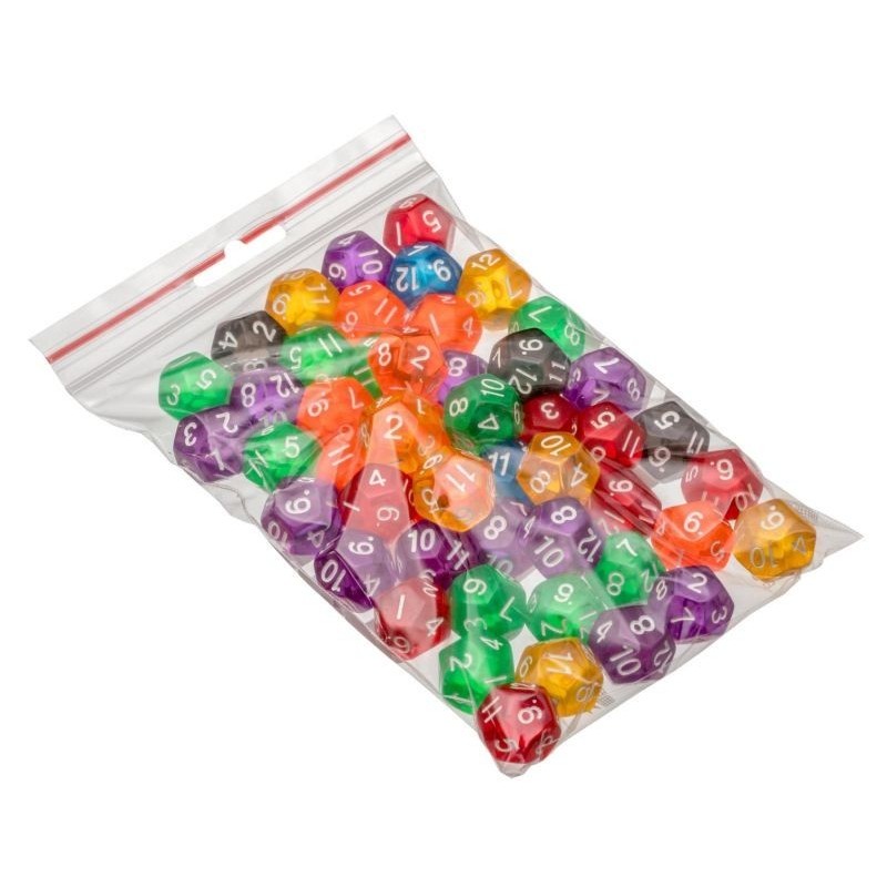 Bolsa dados transparentes 12 caras (50)