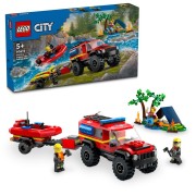 LEGO-60412 Camión de Bomberos 4x4 con Barco de Rescate