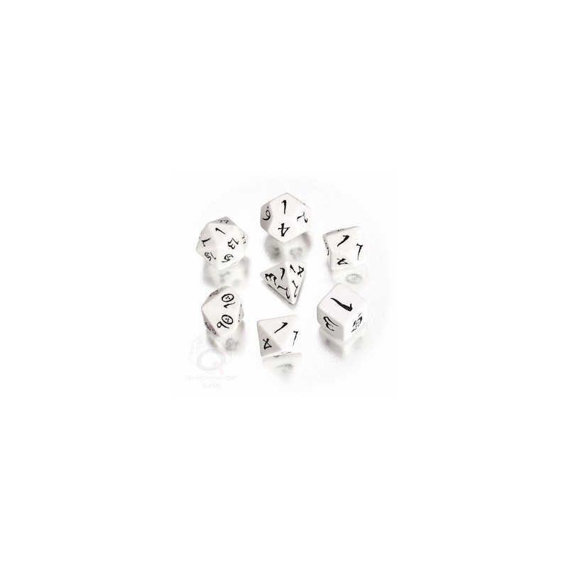 CLASSIC RPG WHITE & BLACK DICE SET (7)