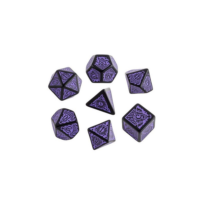 QW BLACK-PURPLE CALL OF CTHULHU DICE SET - HORROR ON THE ORIENT