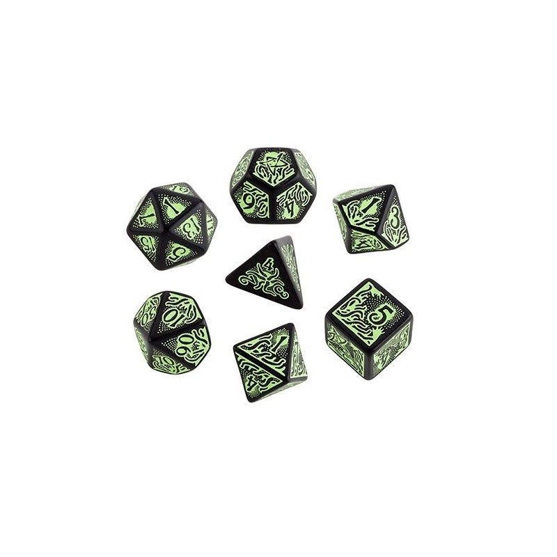 BLACK-GREEN CALL OF CTHULHU 7TH EDITION DICE SET (7)