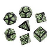 BLACK-GREEN CALL OF CTHULHU 7TH EDITION DICE SET (7)