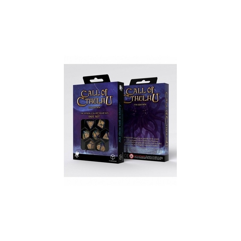 QW CTHULHU 7TH DICE SET GOLD BLUE GREEN