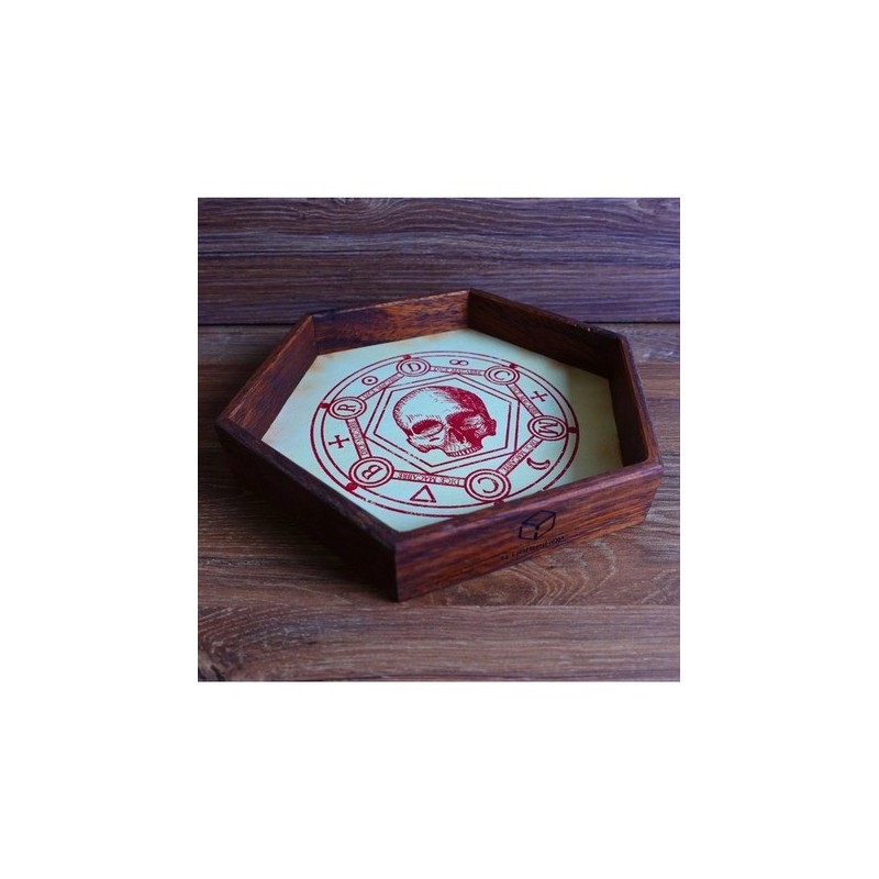 QW DICE TRAY WOOD MACABRE